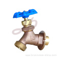 3/4" NPT Full Flow Blue Handle Wheel Brass Boiler Drain Valve